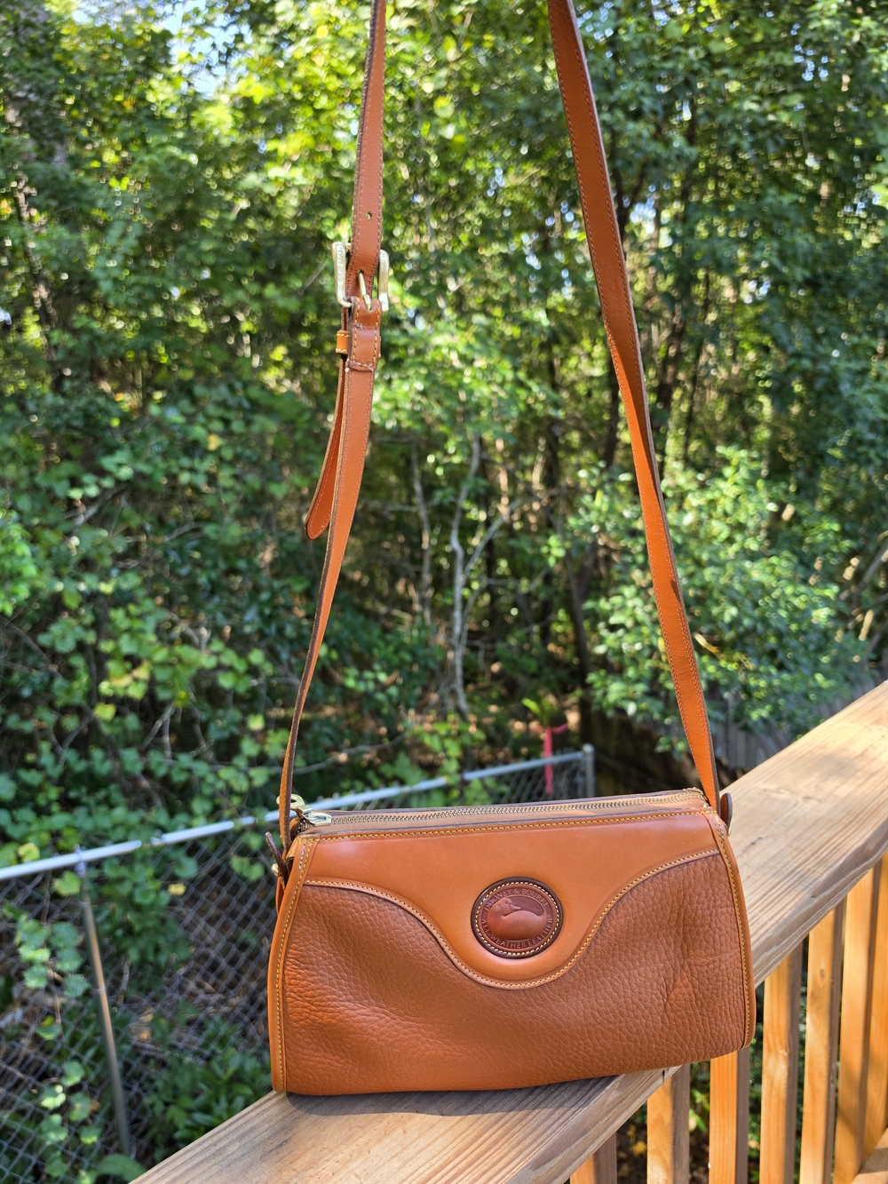 Vintage Dooney & Bourke Leather Crossbody Bag in Saddle Brown
